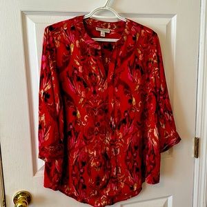 Red print blouse